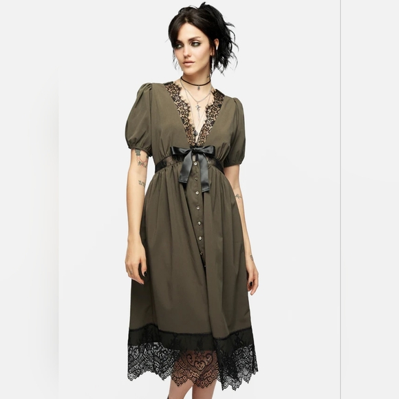 Disturbia Dresses & Skirts - NWT - Disturbia - Mortuary Lace Button Up Midi Dress in Tea Leaf